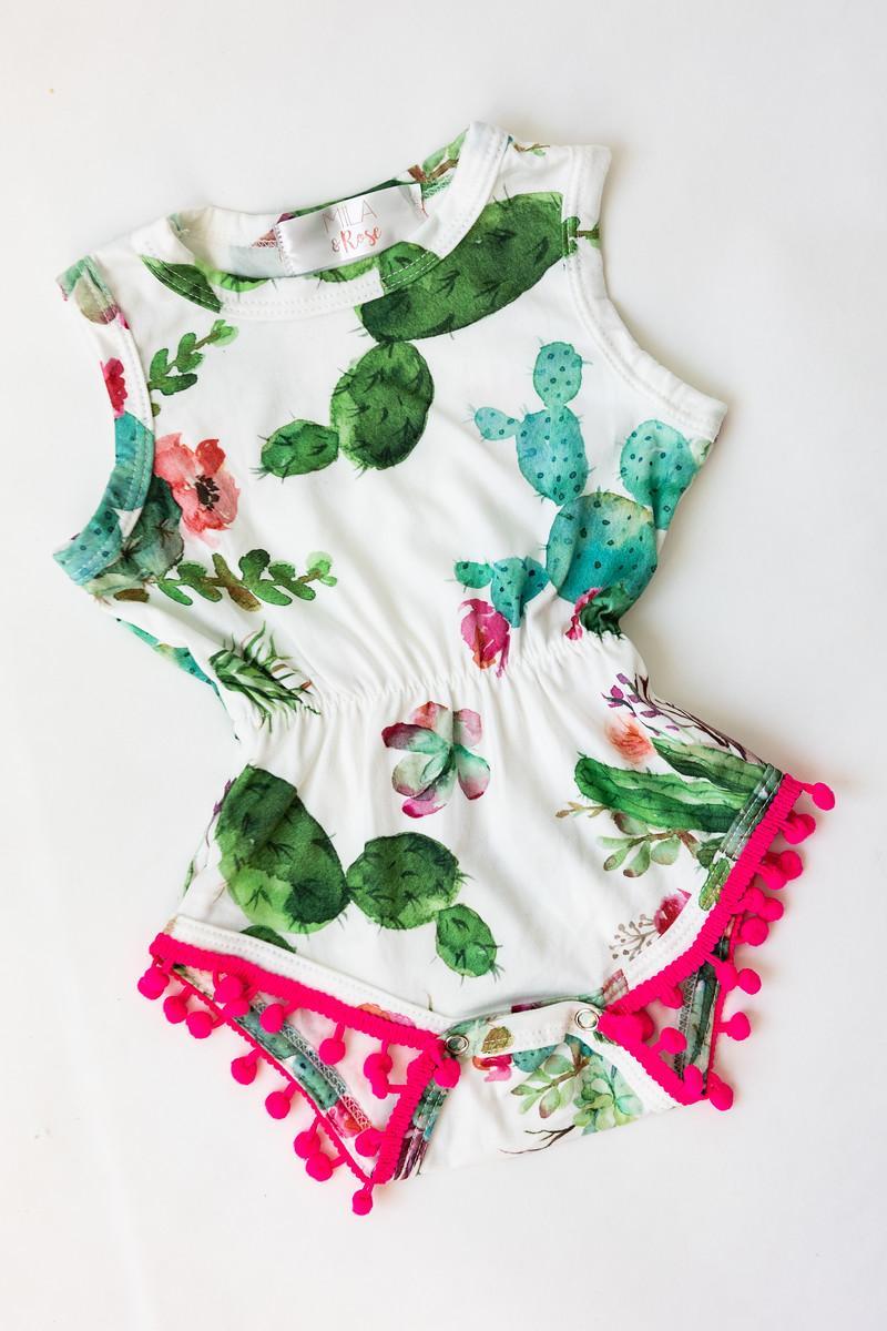 Cute Cactus Pom Pom Romper