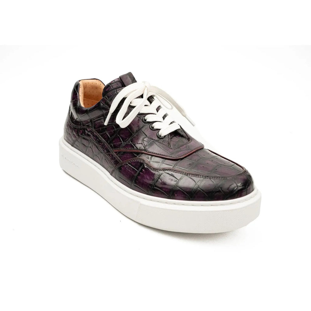 Purple Crocodile Leather Sneakers
