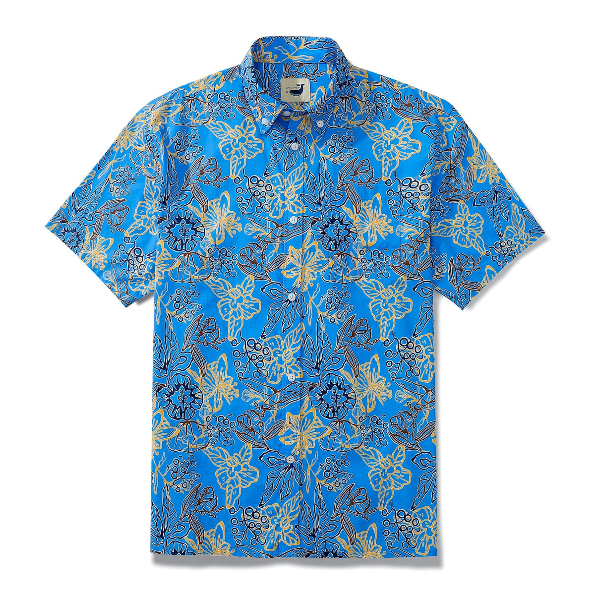 Men's Aloha Shirt Cotton Short Sleeve Button Down Paper-cut Art Print Hidden Pocket By Evan