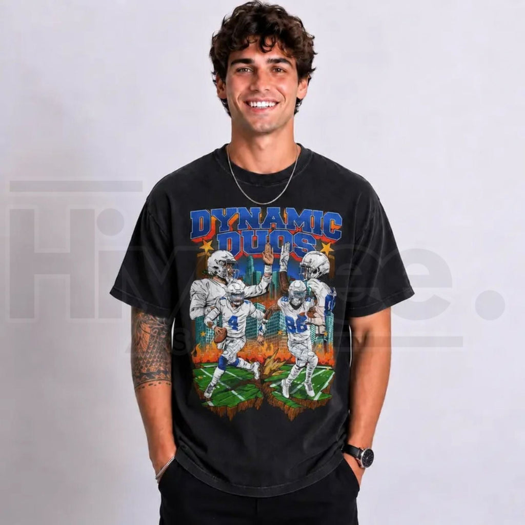Dak Prescott CeeDee Lamb Dallas Football Graphic Tee – Ring-Spun Soft Cotton Shirt