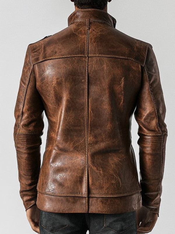 Daniel Distressed Brown Leather Blazer