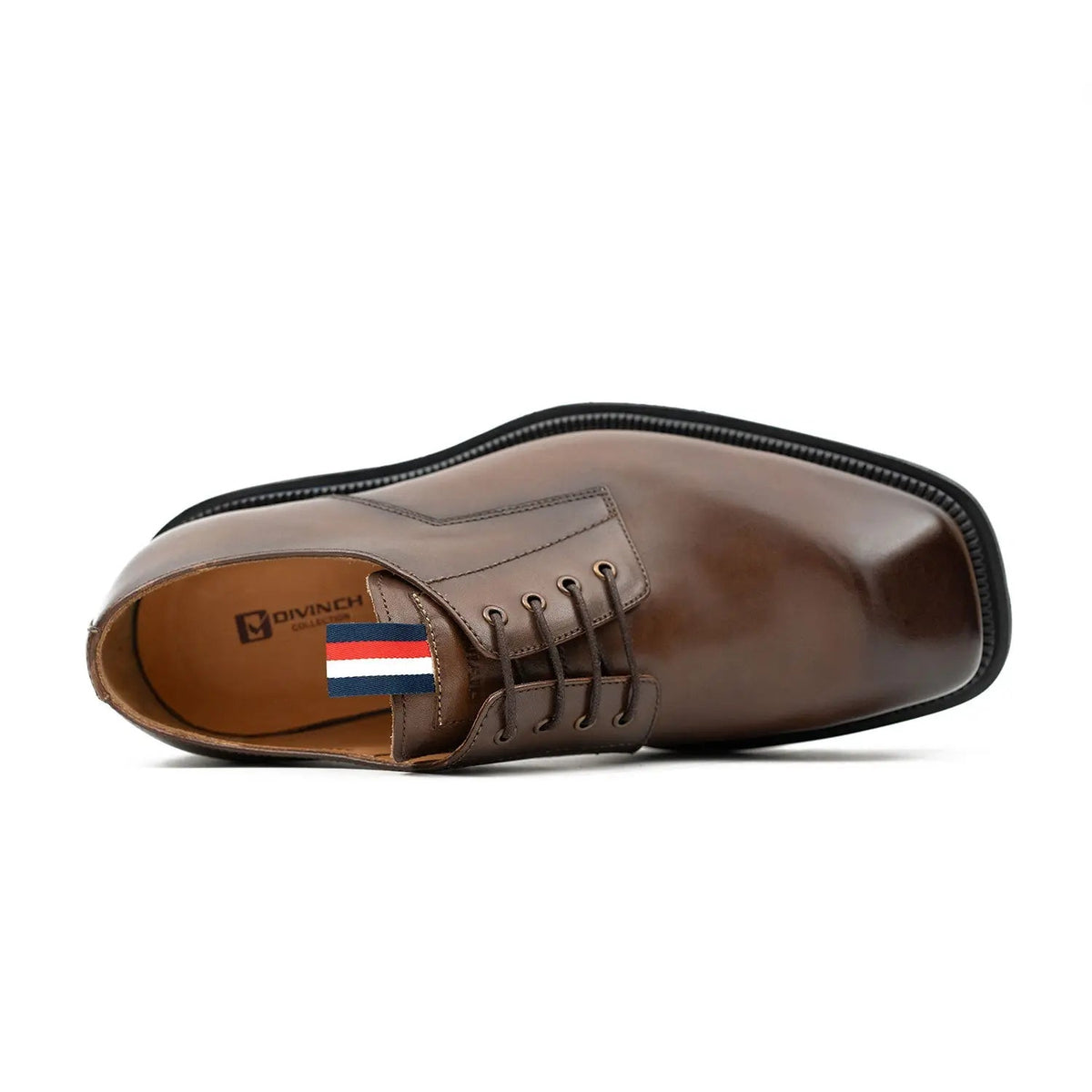 Brown Plain-Toe Cow Leather Derby Shoes