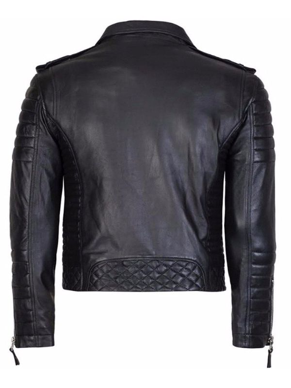 Men's Diamond Quilted Black Leather Jacket