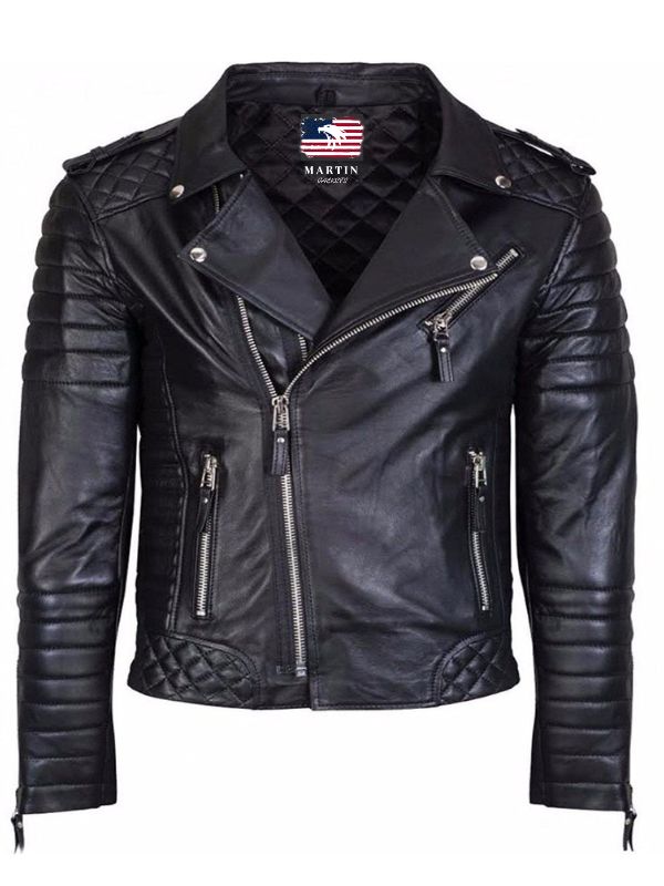 Men's Diamond Quilted Black Leather Jacket