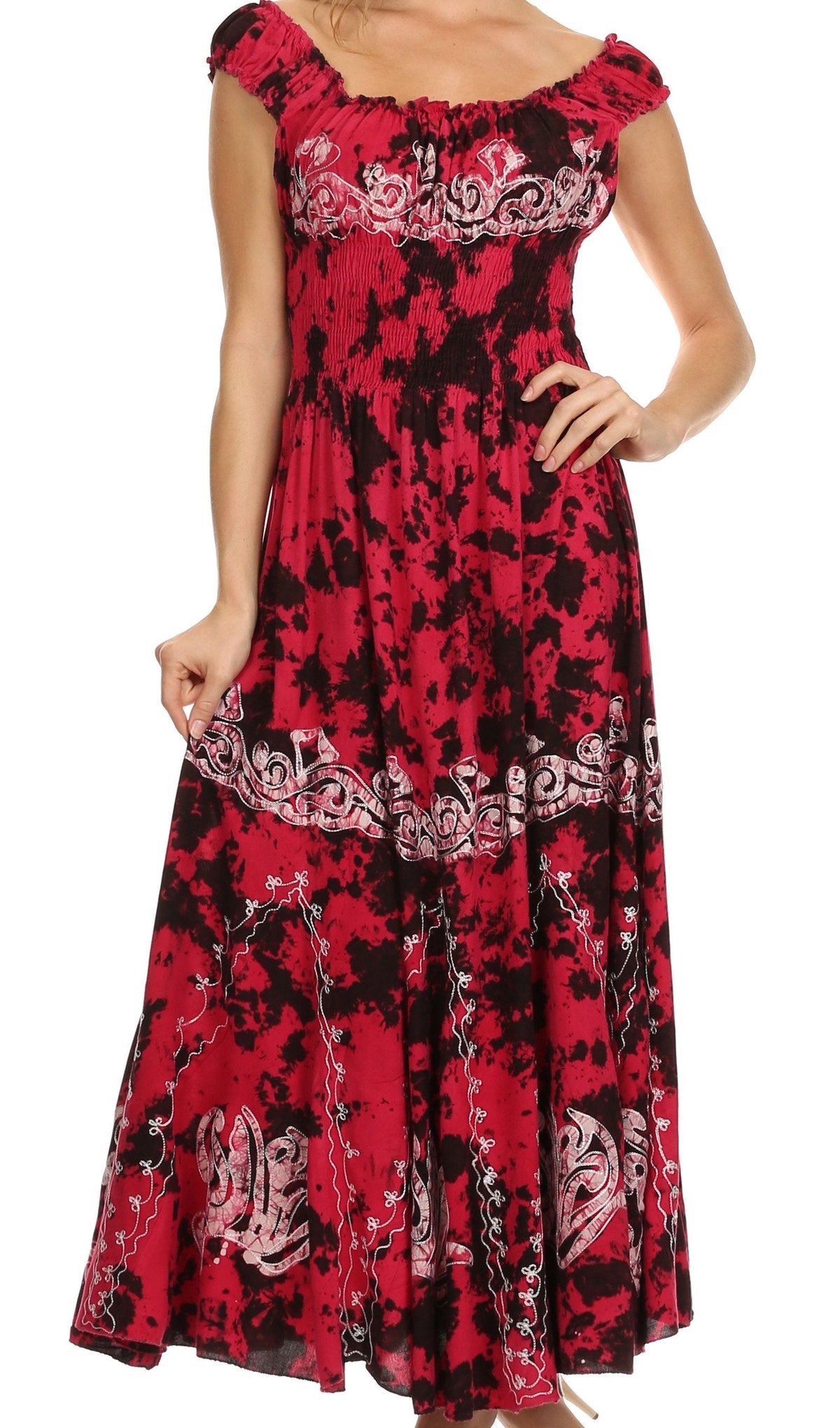 Sakkas Jamilah Gypsy Boho Peasant Batik Dress