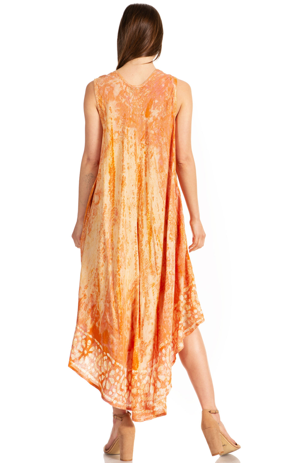 Sakkas Alexis Embroidered Long Sleeveless Floral Caftan Dress / Cover Up
