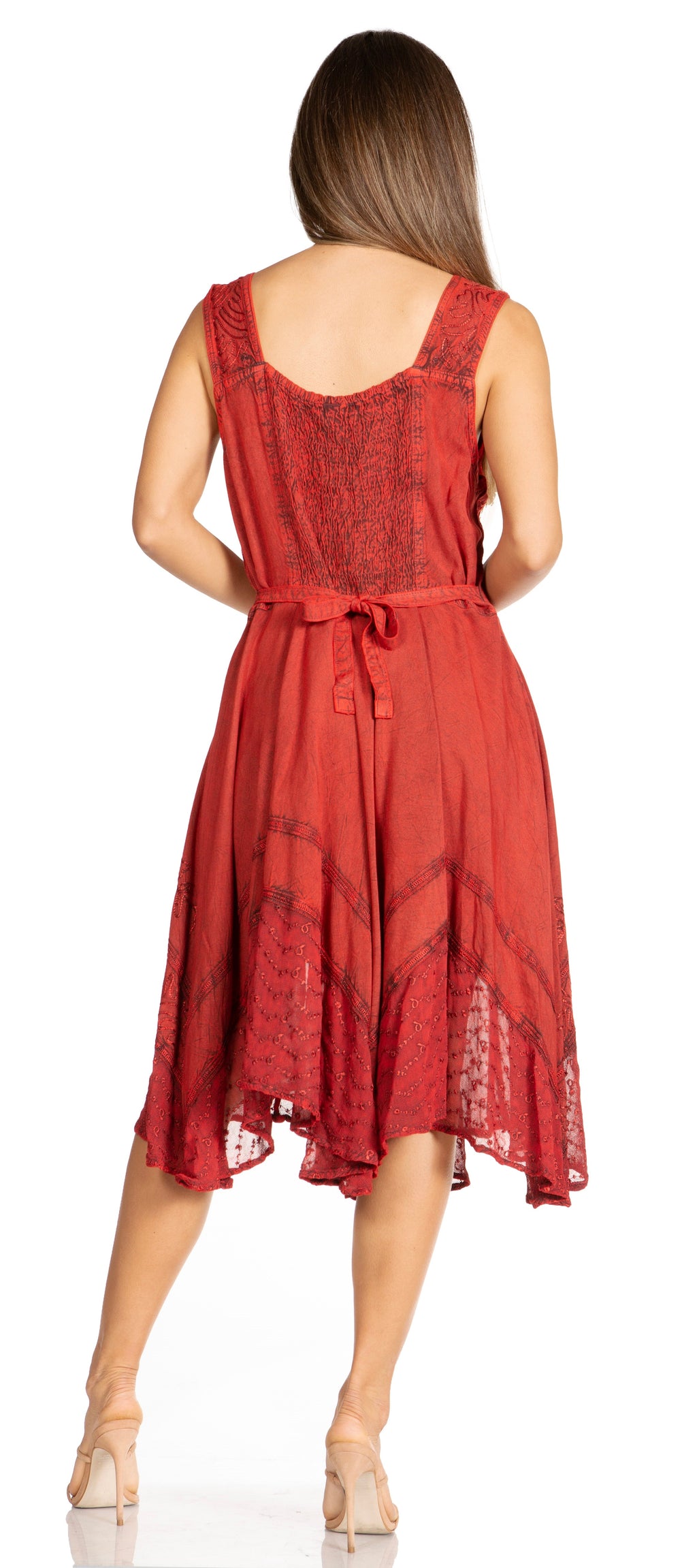 Sakkas Magdilena Stonewashed Corset Front Embroidered Dress