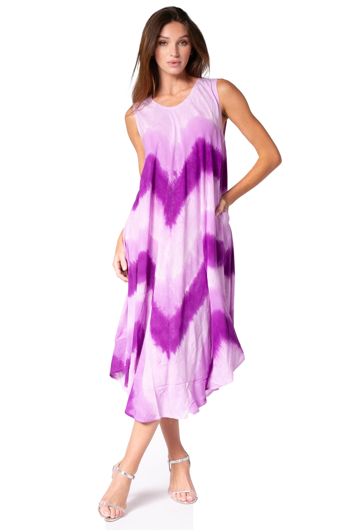 Sakkas Neja Women's Casual Maxi Summer Sleeveless Loose Fit Tie Dye Tank Dress