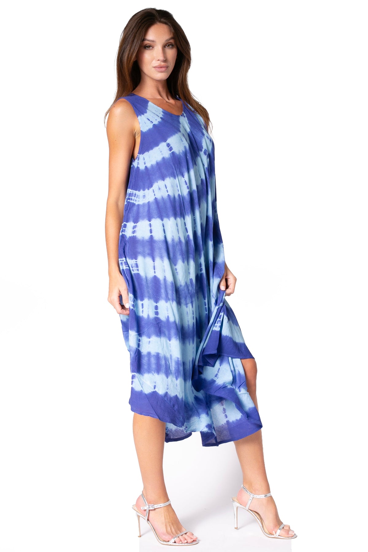 Sakkas Neja Women's Casual Maxi Summer Sleeveless Loose Fit Tie Dye Tank Dress