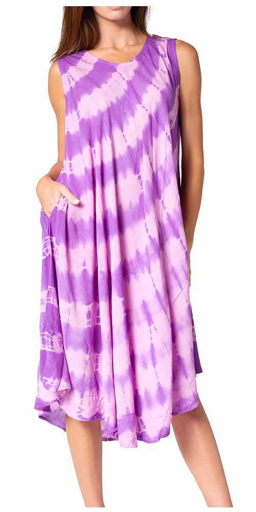 Sakkas Neja Women's Casual Maxi Summer Sleeveless Loose Fit Tie Dye Tank Dress