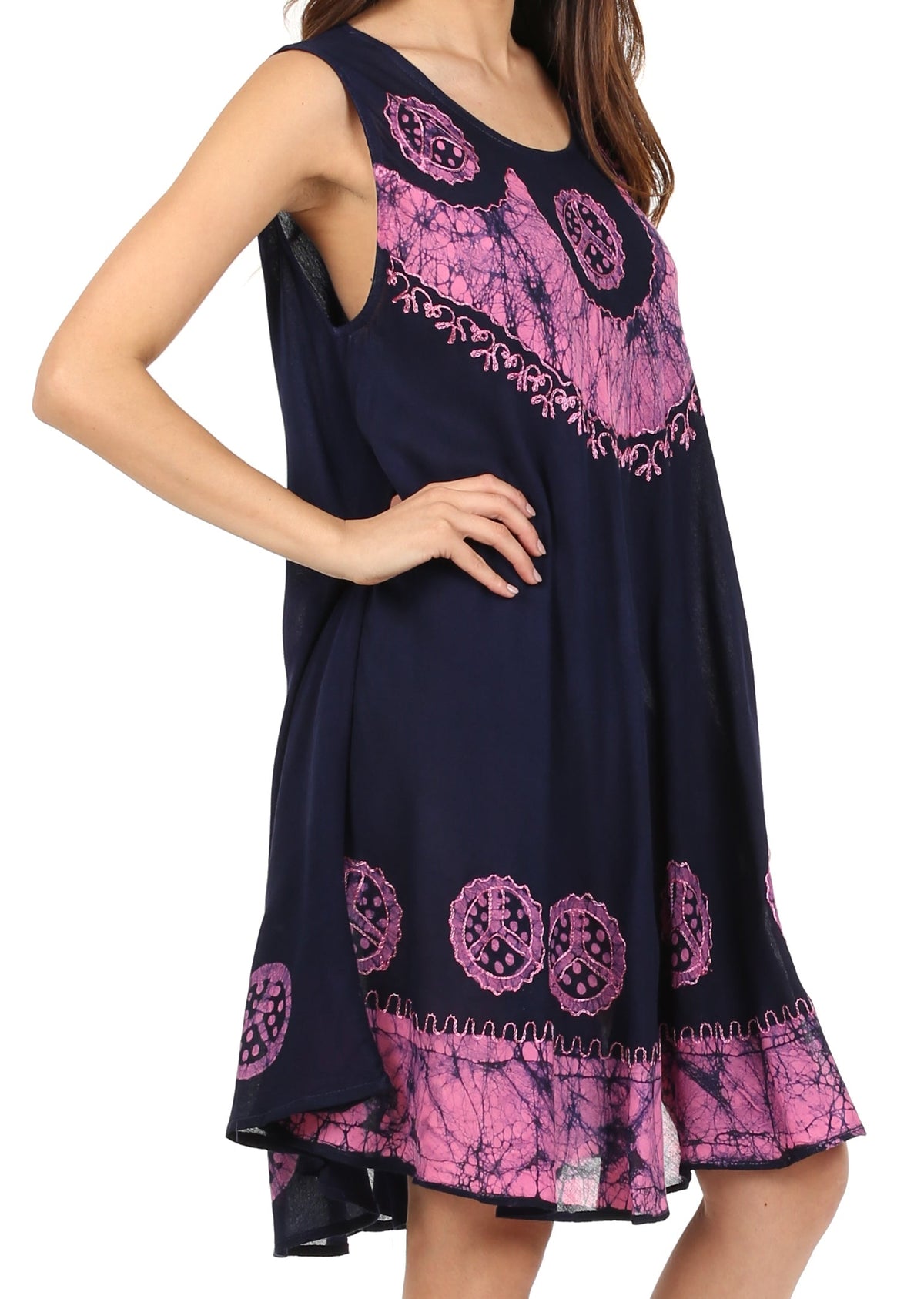 Sakkas Batik Peace Caftan Tank Dress / Cover Up