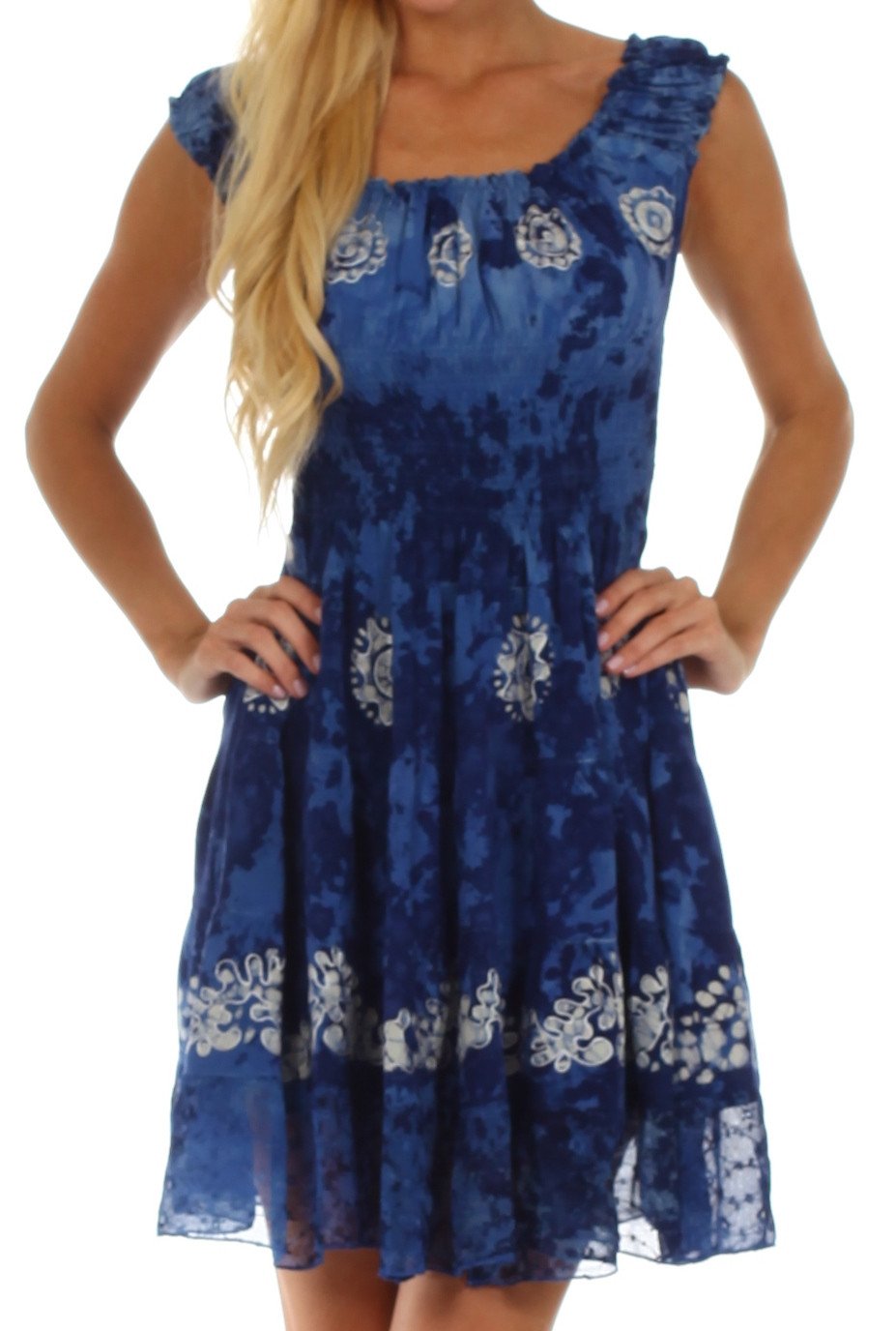 Sakkas Azura Gypsy Boho Peasant Batik Dress