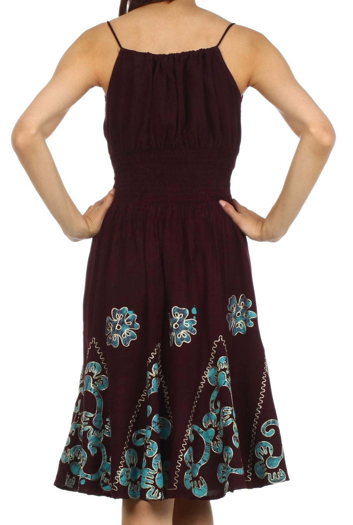 Sakkas Dharini Batik Smocked Empire Waist Dress
