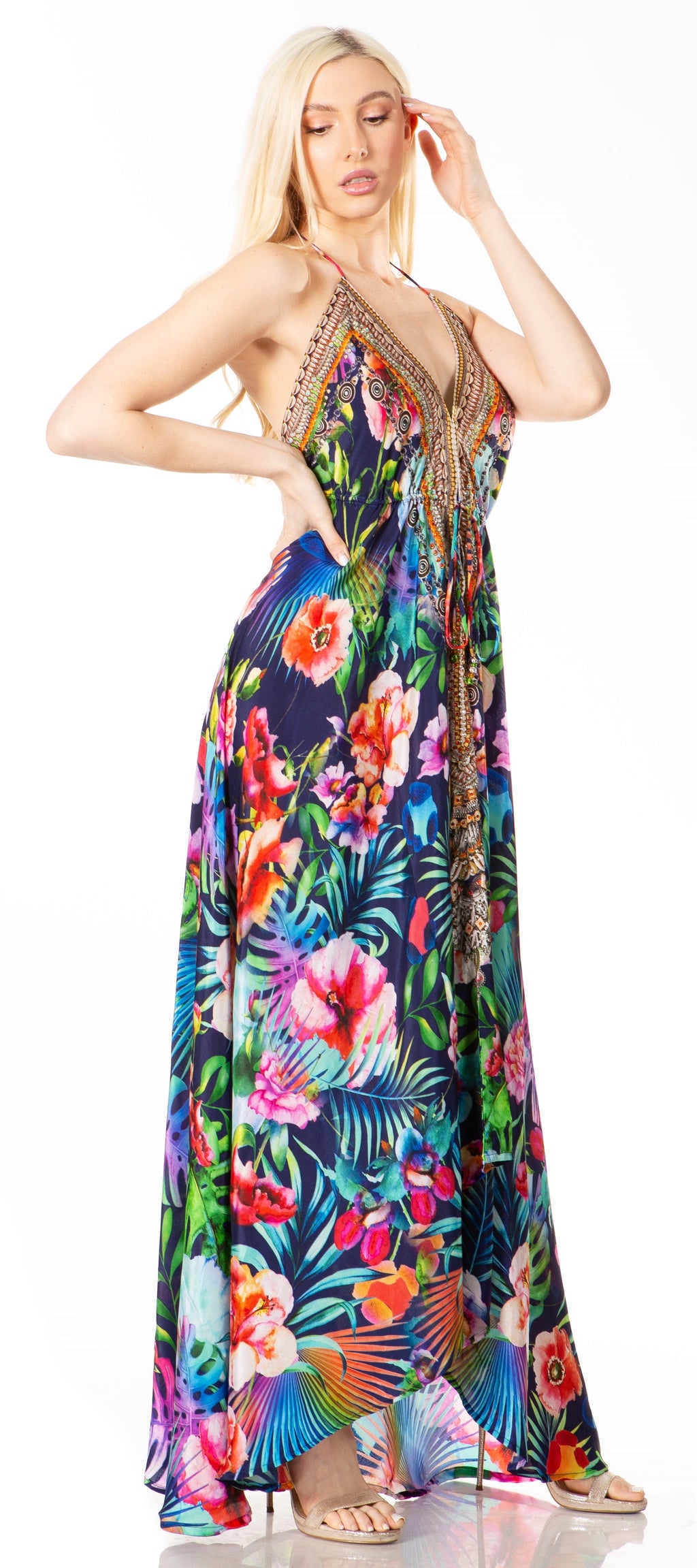 Sakkas Lizi 2 Women's High-Low Halter Maxi Dress for Beach and Vacation Parties