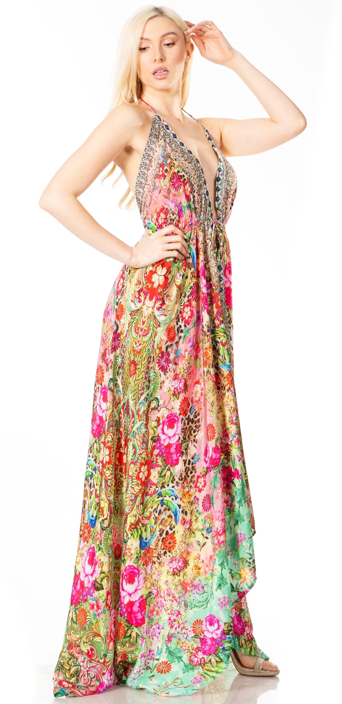 Sakkas Lizi 2 Women's High-Low Halter Maxi Dress for Beach and Vacation Parties