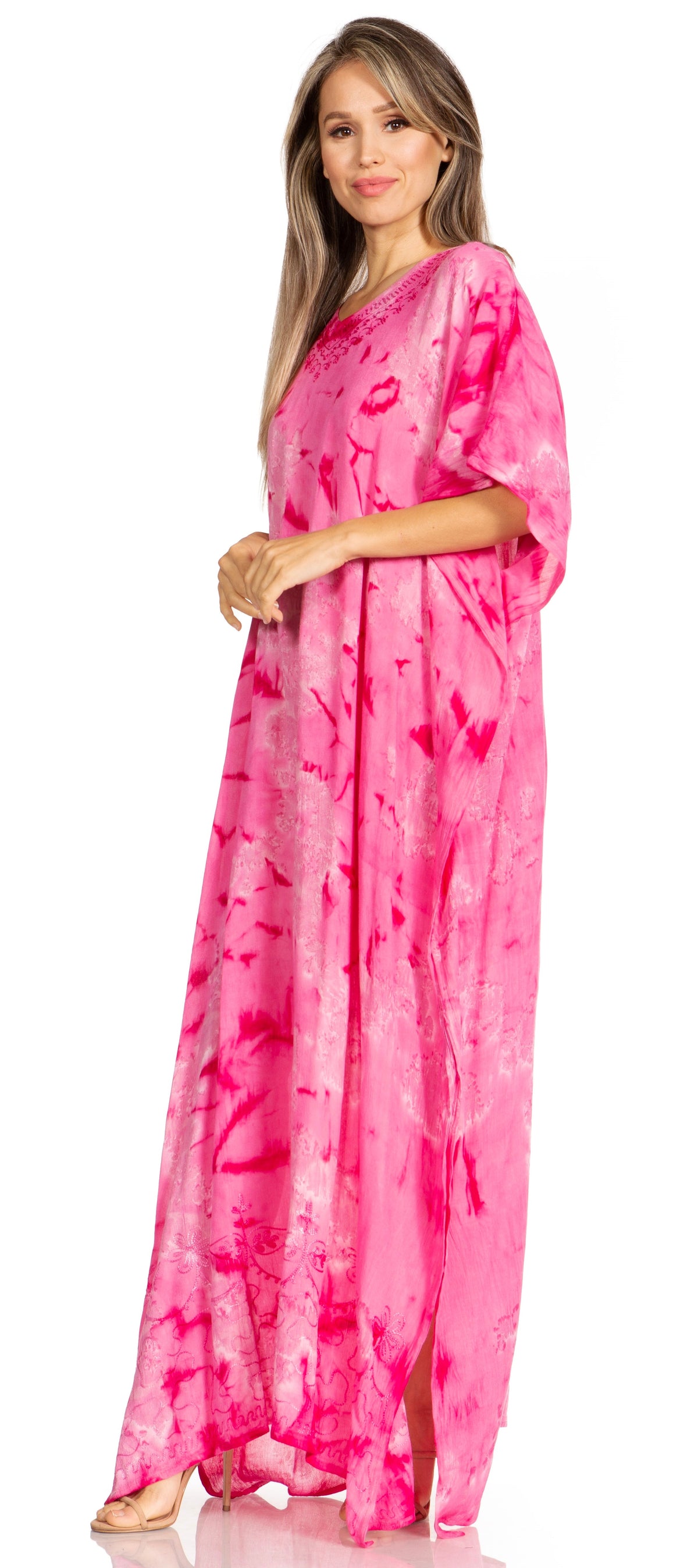 Sakkas Pilar Petite Women's Beach Maxi Caftan Dress in Short Sleeve Casual Style