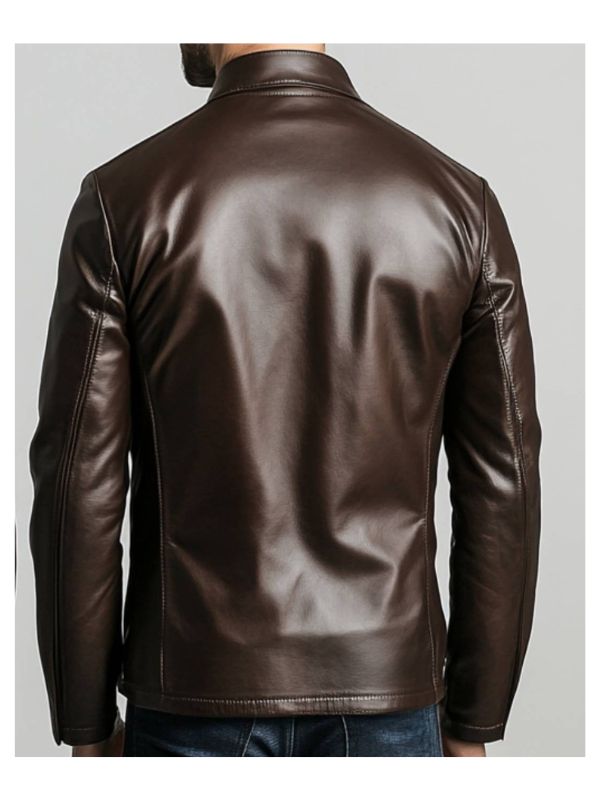 Men's Evelyn Brown Leather Biker Jacket