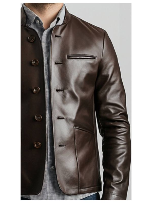 Men's Evelyn Brown Leather Biker Jacket