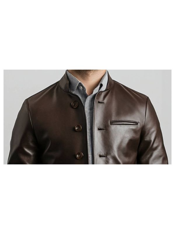 Men's Evelyn Brown Leather Biker Jacket