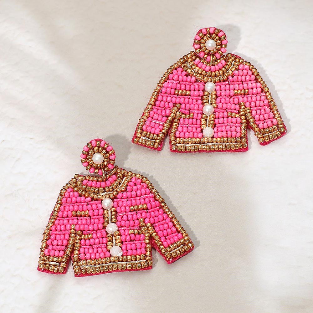 Felt Back Pearl Seed Beaded Top Dangle Earrings