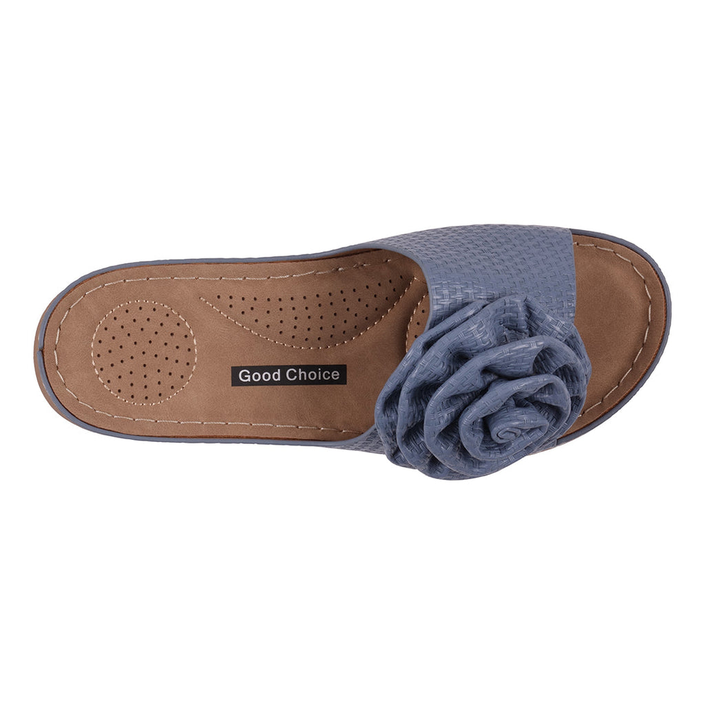 Women's Honey Blue Flat Comfort Sandals