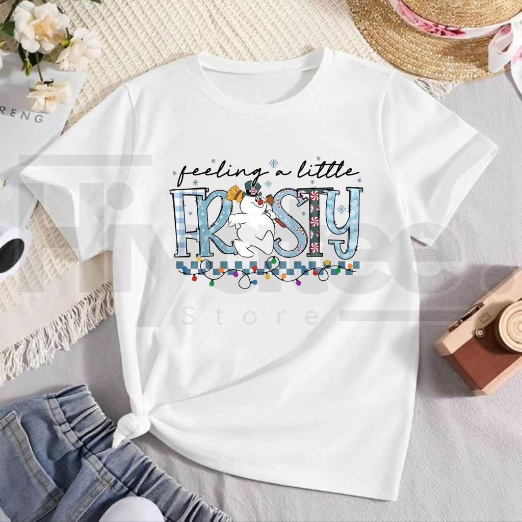 Feeling a Little Frosty Christmas T-Shirt – Cute Snowman Tee