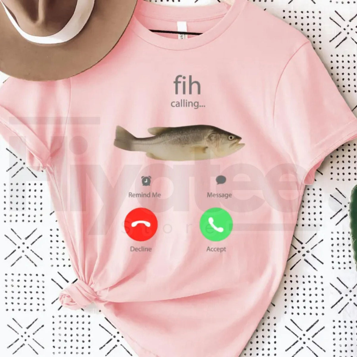 Fih Calling Funny Fish T-Shirt – Incoming Call Phone Graphic Tee, Fishing Joke Accept Decline Shirt