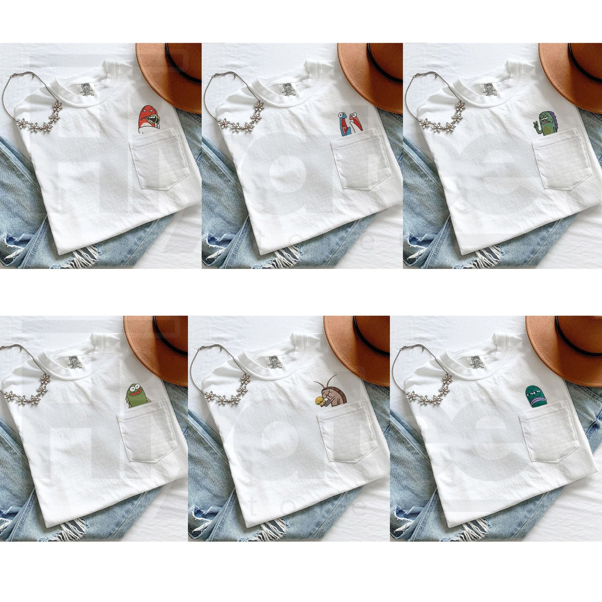 Fish Memes Embroidered Pocket T-Shirt