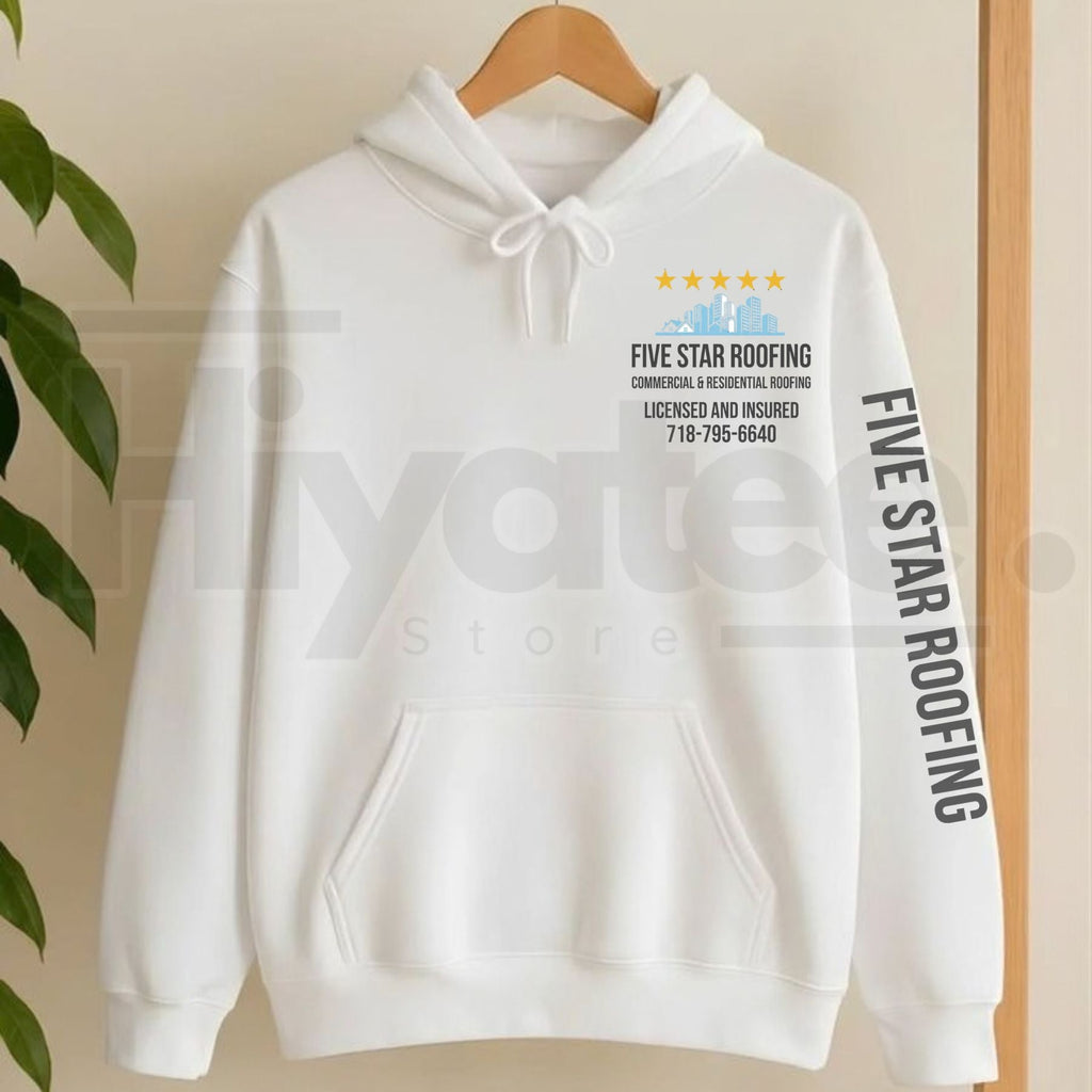 Five Star Roofing Heavyweight Fleece Graphic Hoodie – Durable Unisex Workwear Pullover
