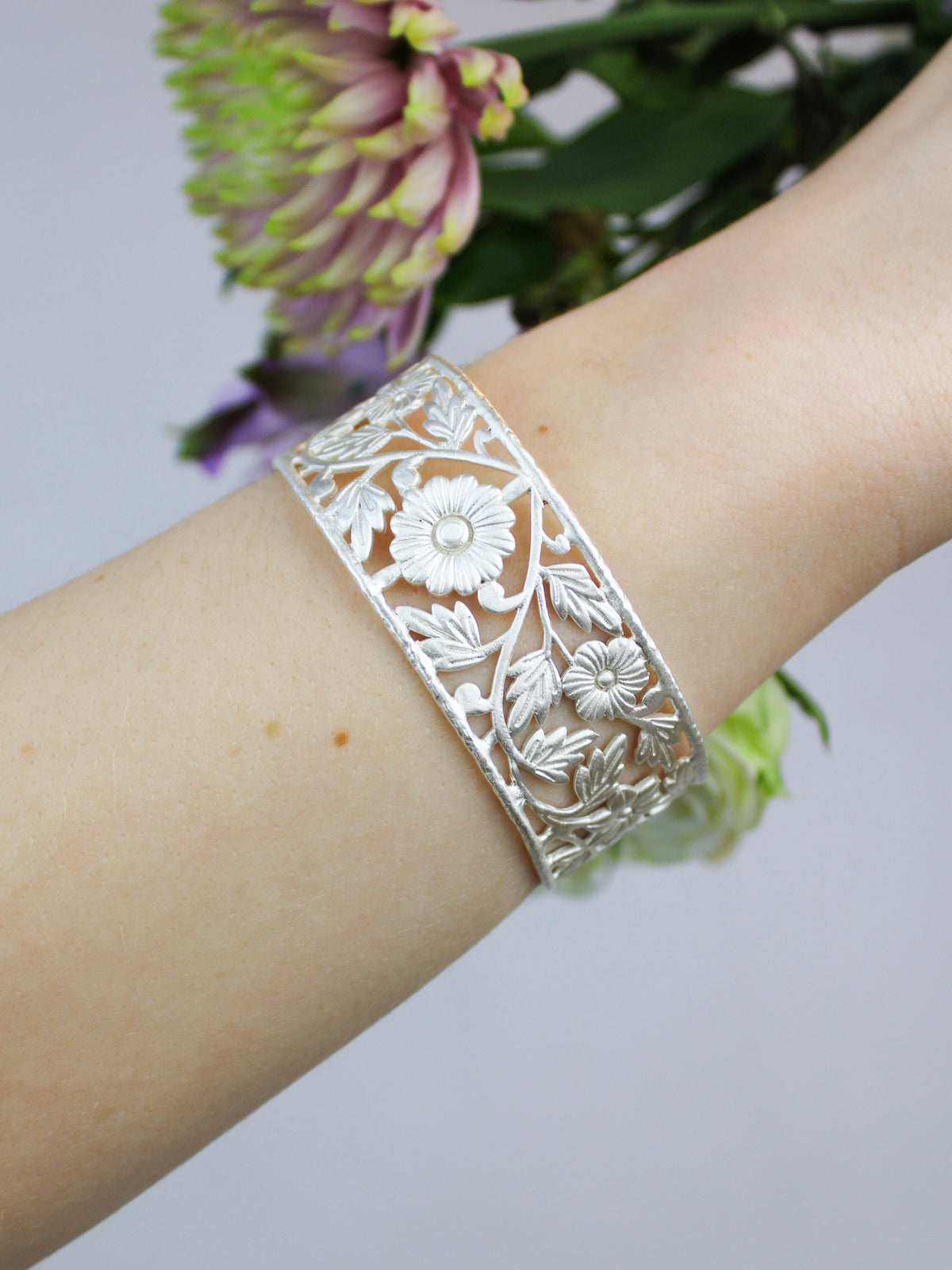 Floral Filigree Cuff Bracelet