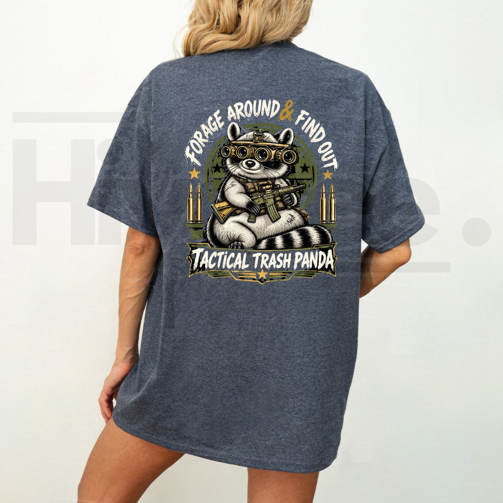 Forage Around & Find Out Tactical Trash Panda Raccoon T-Shirt – Back Print Outdoor Tee
