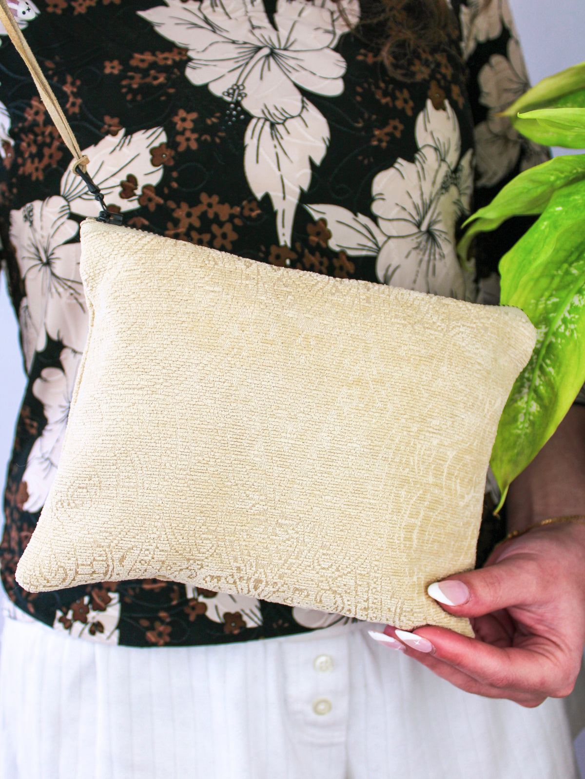 French Chenille Jacquard Clutch