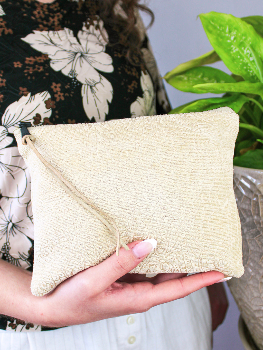French Chenille Jacquard Clutch