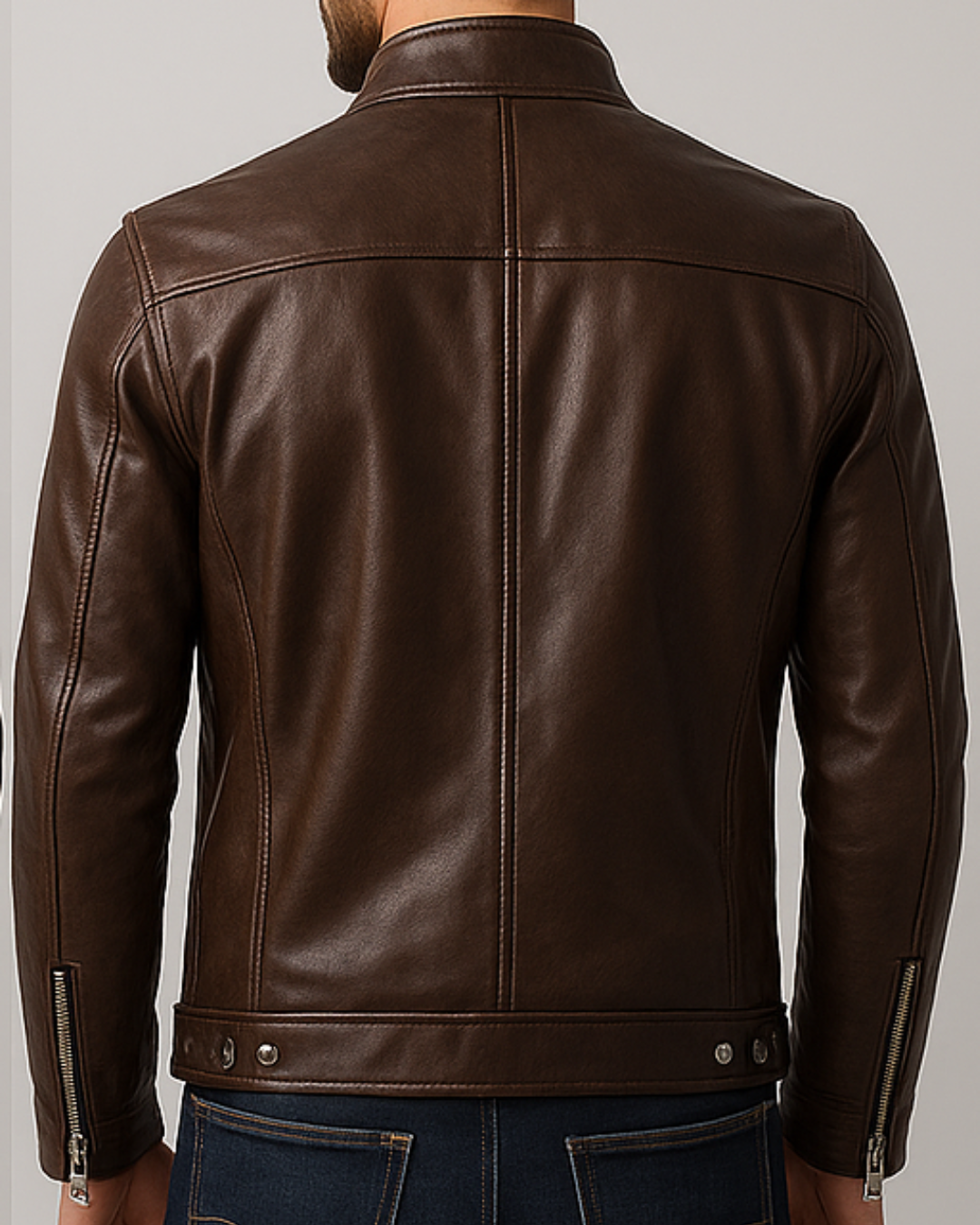 Men's William Brown Leather Biker Jacket