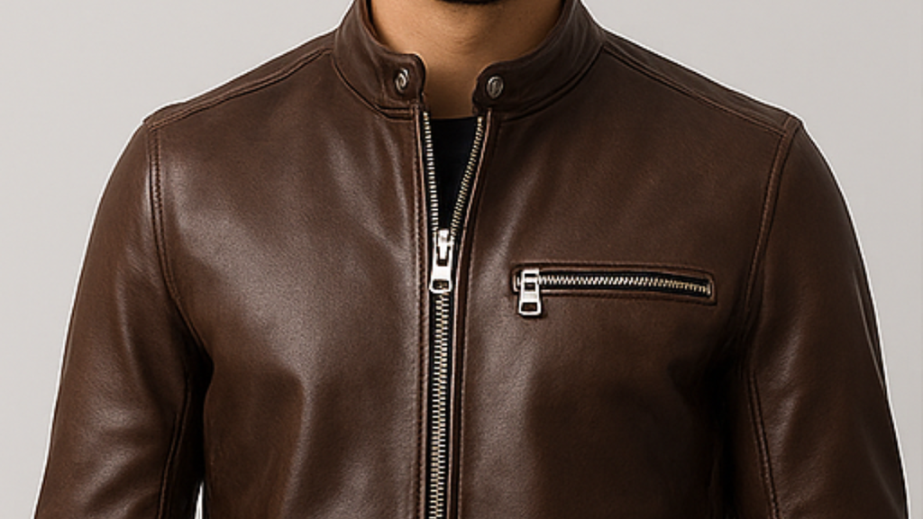 Men's William Brown Leather Biker Jacket