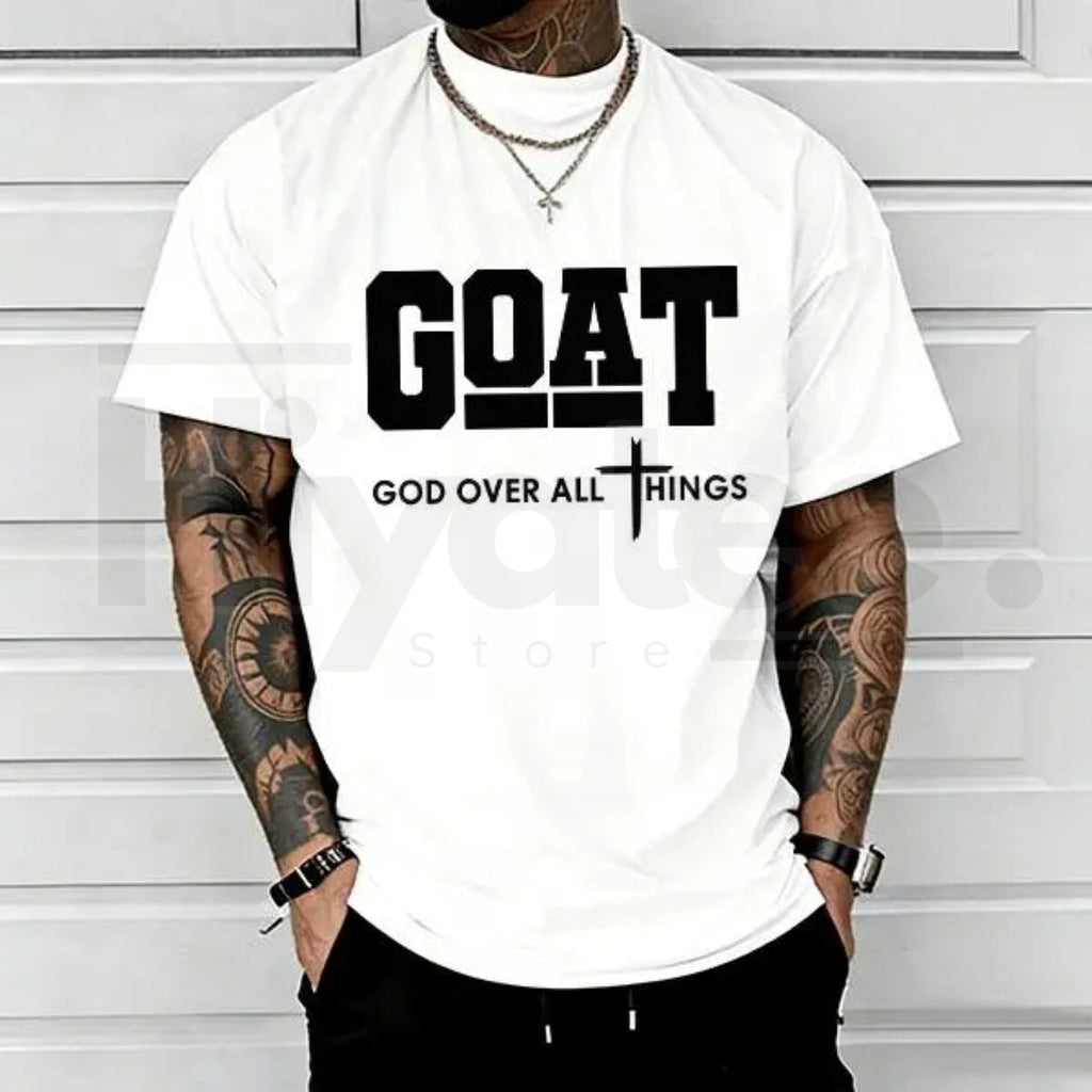 "GOAT – God Over All" – Trendy Christian Urban Fashion Graphic Top