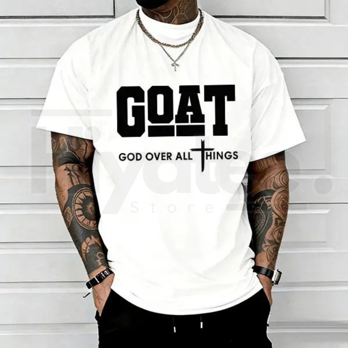"GOAT – God Over All" – Trendy Christian Urban Fashion Graphic Top