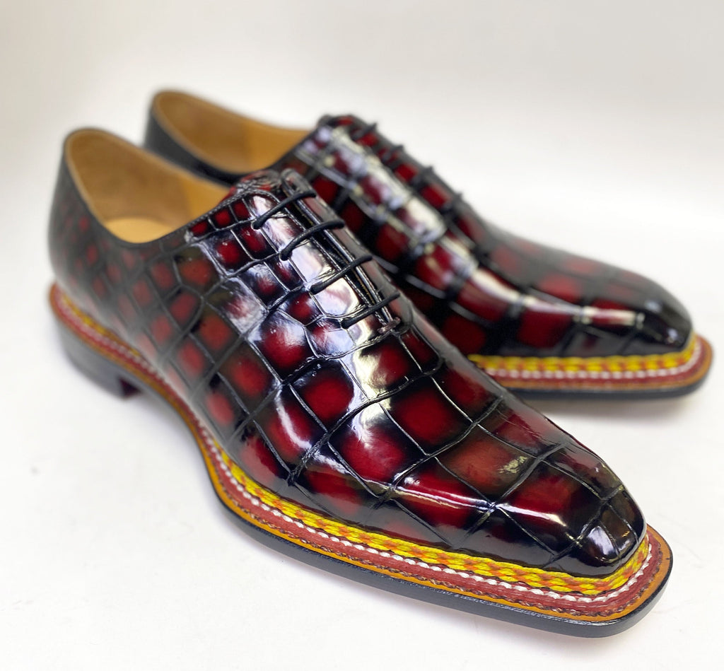 Maurice Custom Ghost Alligator Oxford - Burgundy