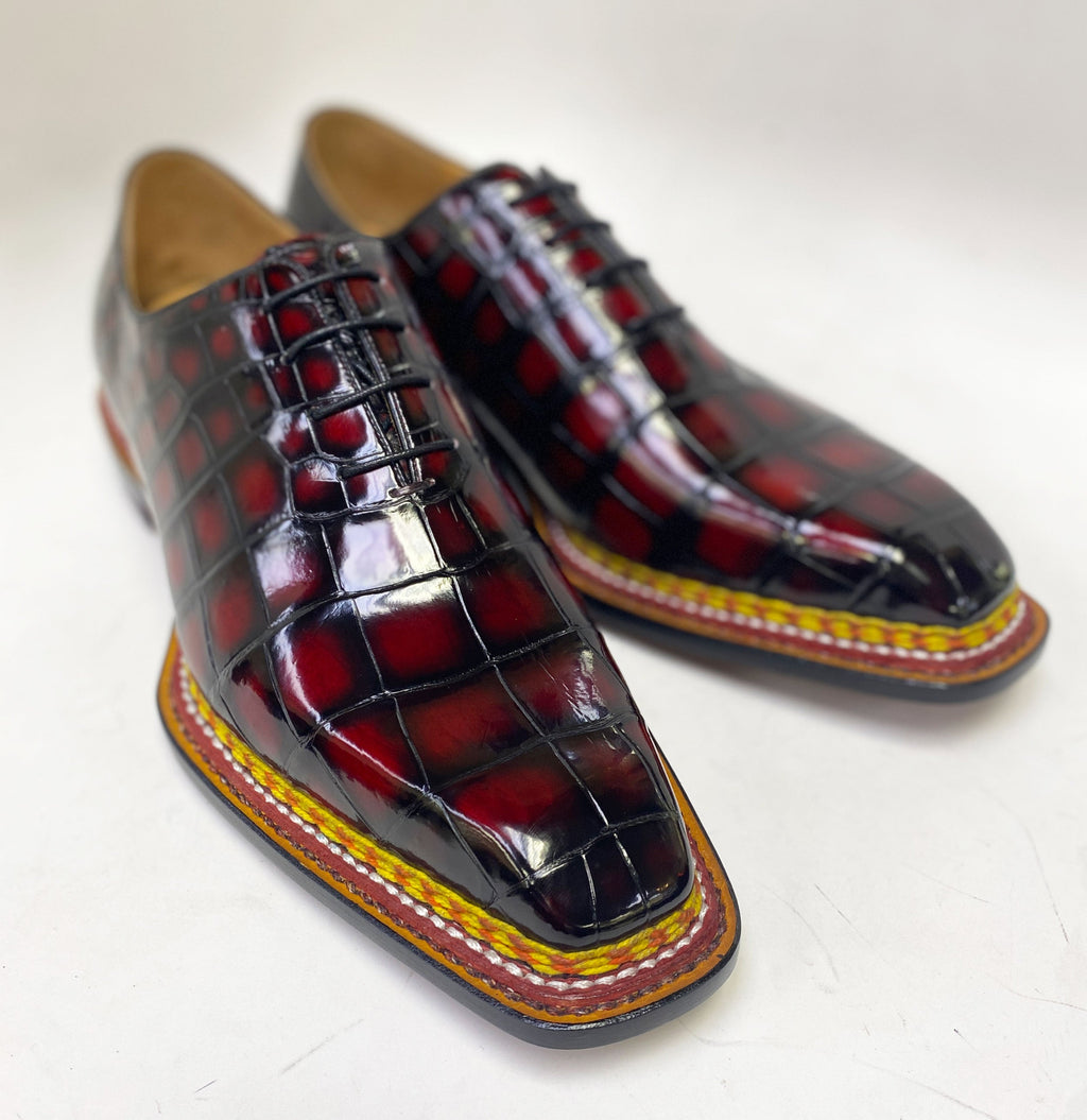 Maurice Custom Ghost Alligator Oxford - Burgundy