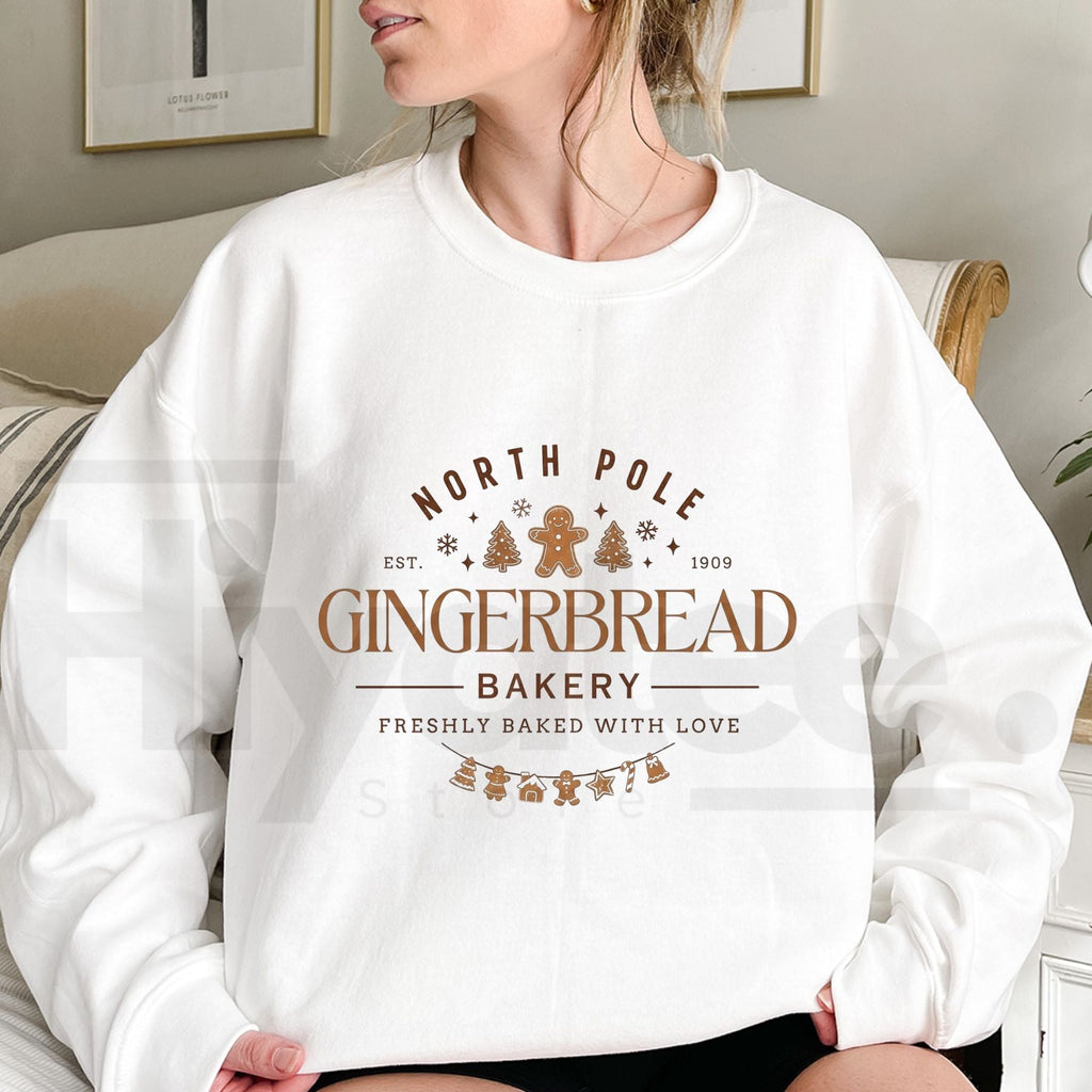 Gingerbread Bakery Christmas Cookie Sweatshirt, Cute Vintage Long Sleeve Holiday Top