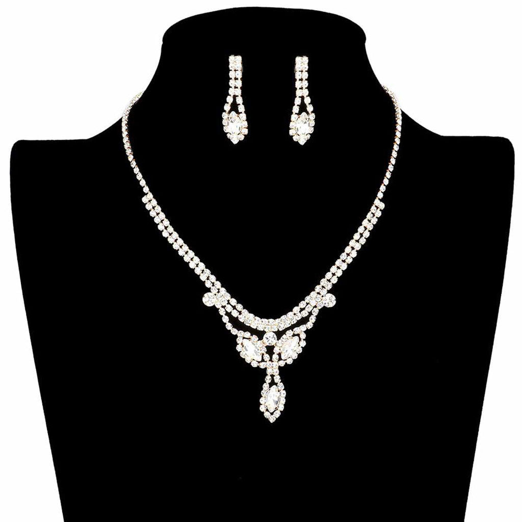 Marquise Stone Accented Rhinestone Pave Necklace