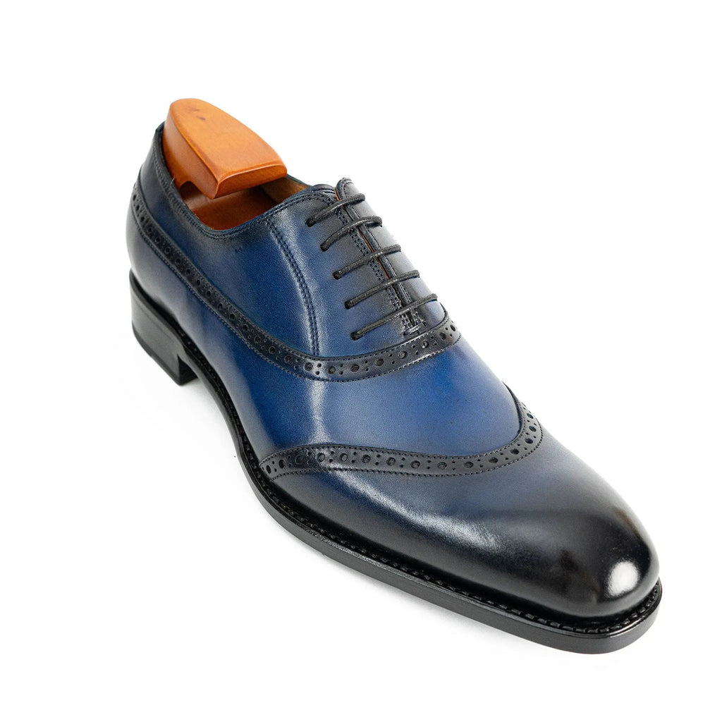 Blue Shaded Calf Leather Oxford Shoes