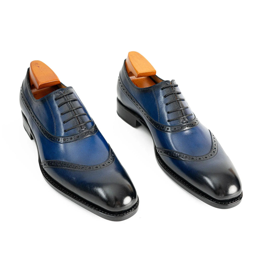 Blue Shaded Calf Leather Oxford Shoes