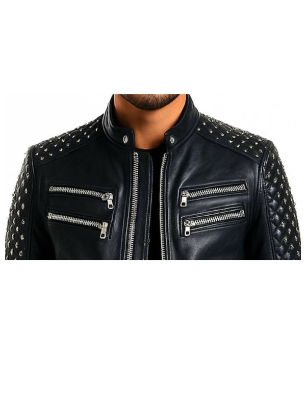 Men's Grayson Black Leather Biker Jacket