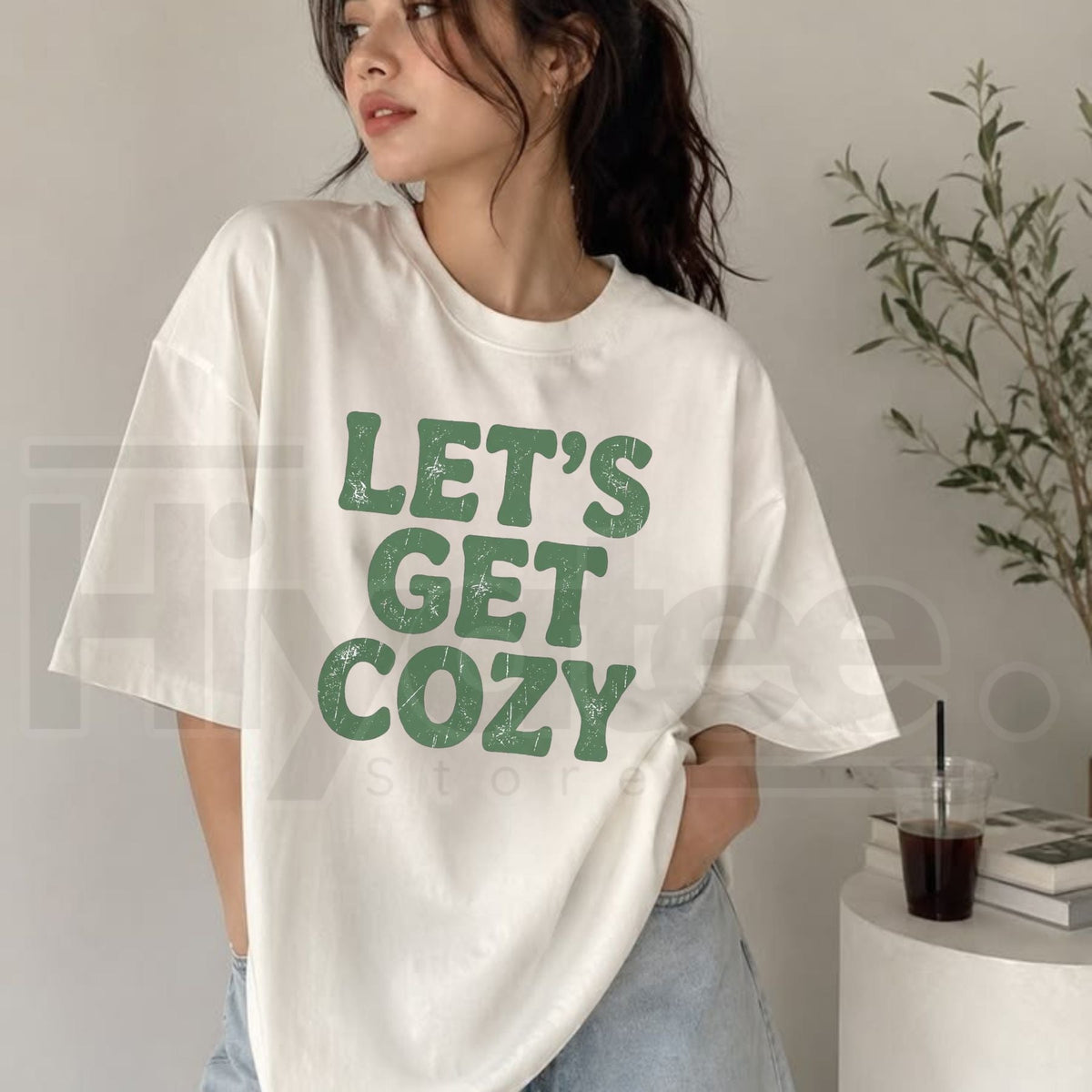 Green Let's Get Cozy T-Shirt – Warm Autumn Winter Quote Graphic Tee