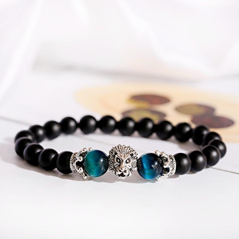 New Classic Crown Lion Elegant Bracelet Luxury For Men Fashion Tiger Eye Onyx Stone Handmade Beaded Charm Modern Bracelet For Women Jewelry