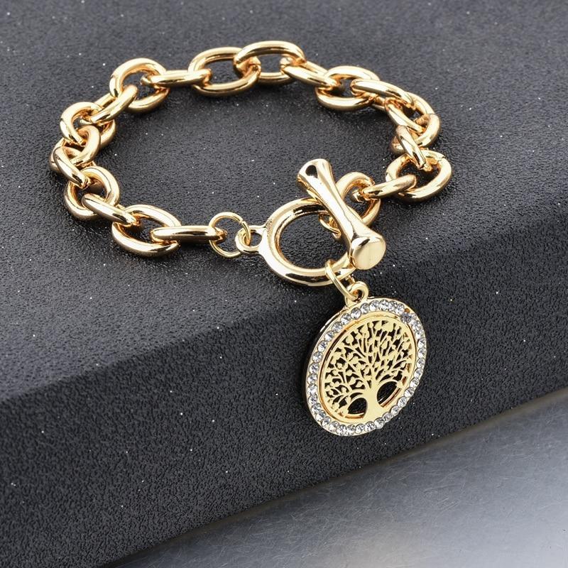 Modern New Fashion Elegant Chain Medalon Bracelet Amazing Luxury Classic Bracelet Women's Gold Bracelets Vintage Tree Of Life