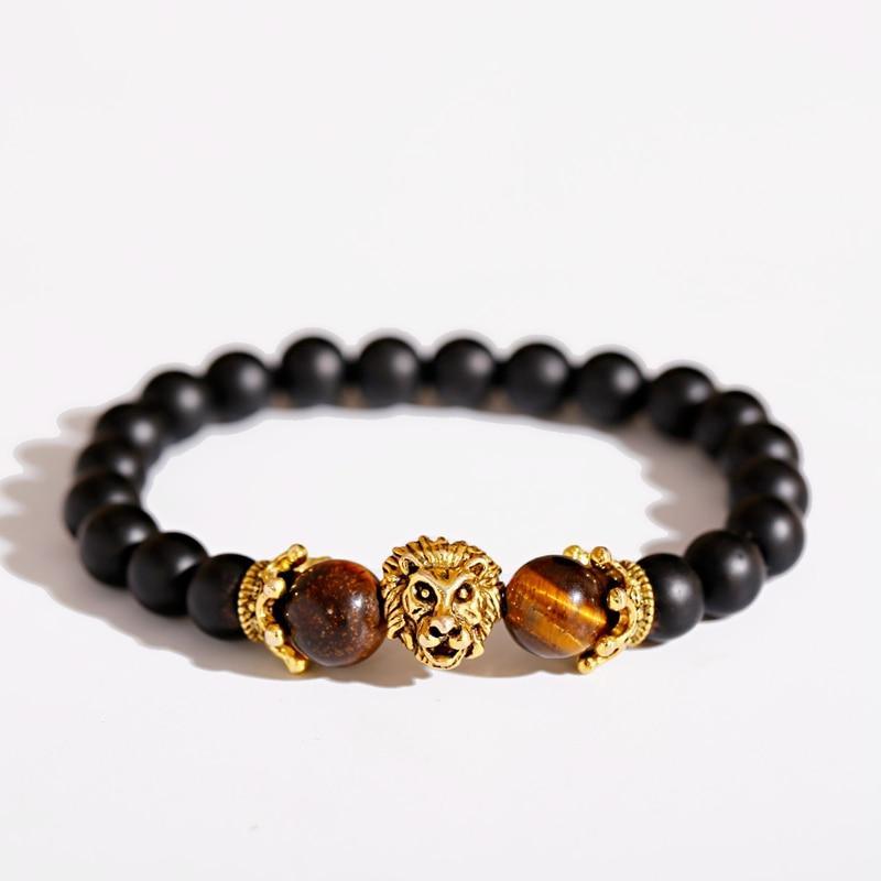 New Classic Crown Lion Elegant Bracelet Luxury For Men Fashion Tiger Eye Onyx Stone Handmade Beaded Charm Modern Bracelet For Women Jewelry