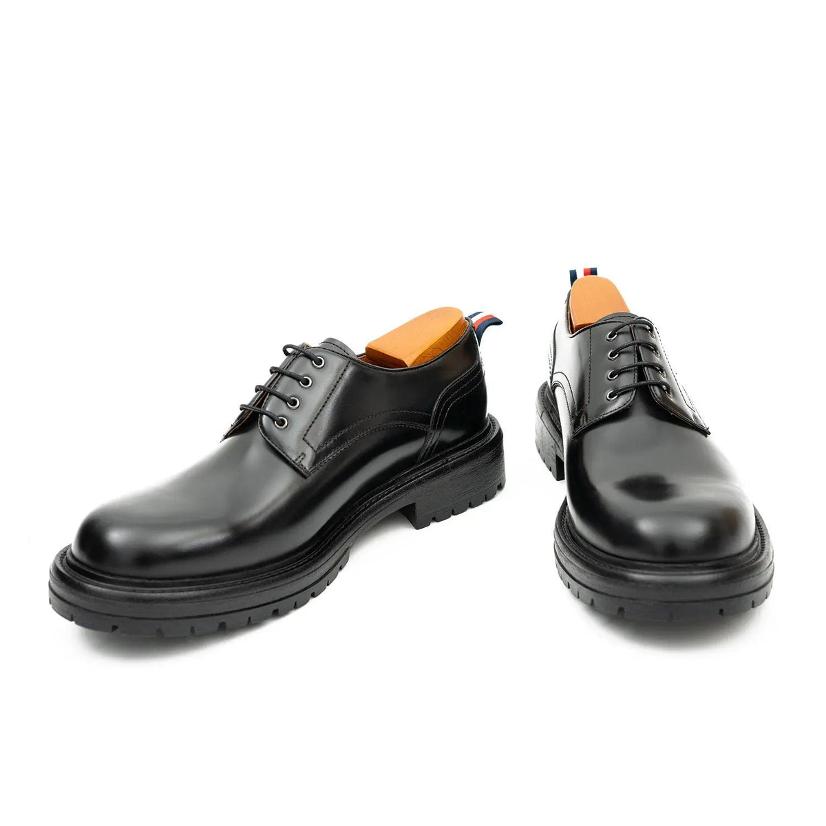 Black Plain-Toe Cow Leather Derby Shoes