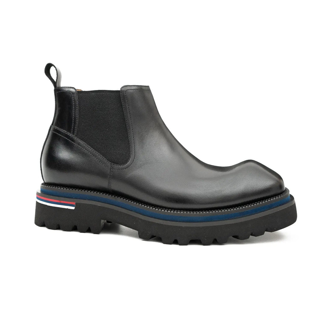 Black Square-Toe Cow Leather Chelsea Boots